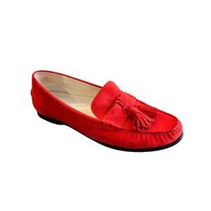COLE HAAN Red Suede Tassle Loafers Size 9.5 Preppy Classic Slip On